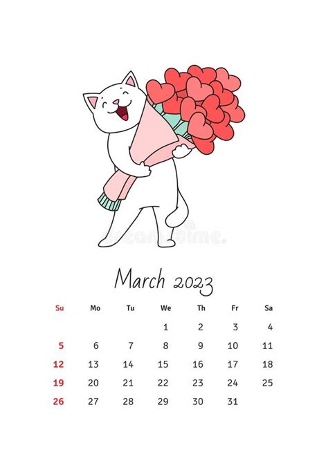 March 2023 Calendar Stock Vector Illustration Of Calendar 237821548