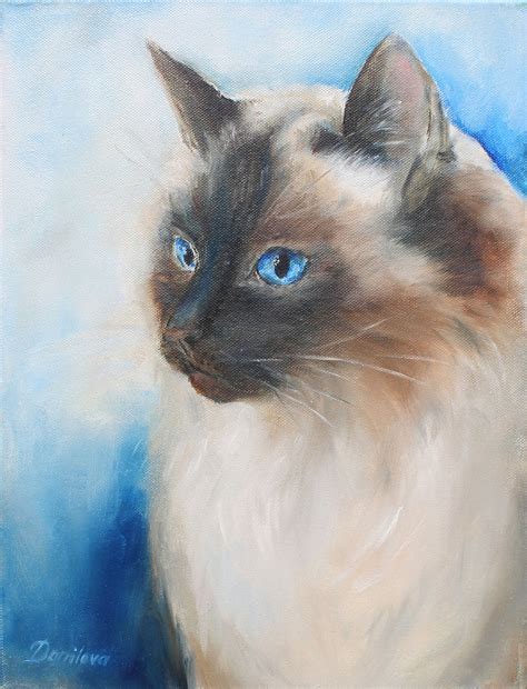Siamese Cat Original Oil Painting On Stretched Canvas Ready Etsy