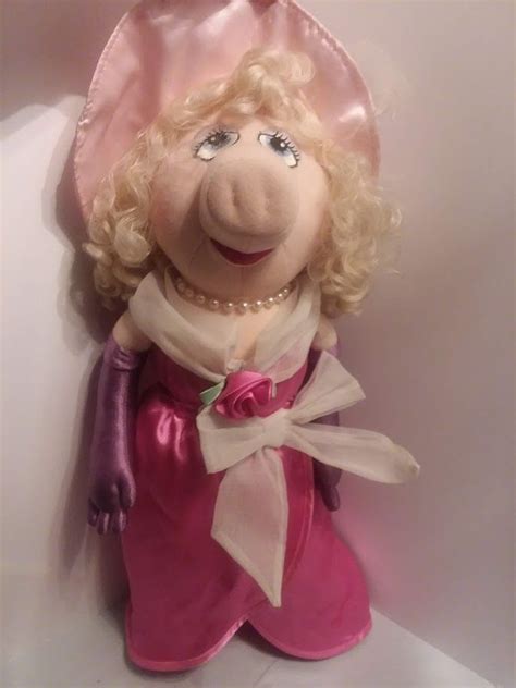Vintage Miss Piggy Plush Doll The Muppets Pink Satin Dress Pearl