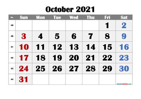 Printable October 2021 Calendar On An 8 5 X 11paper Example Calendar