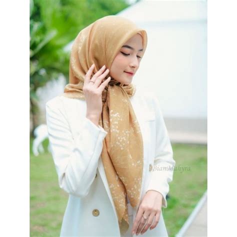 Jual Exclusive Zalina Series Mustard Hijab Segi Empat Kerudung Segi