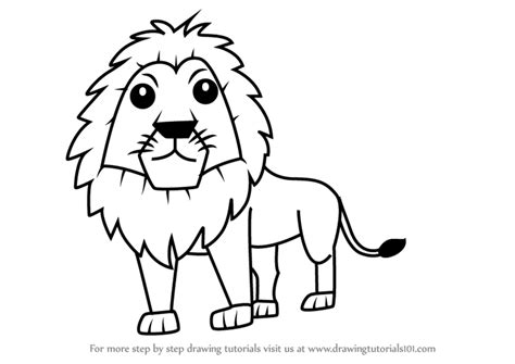 Drawing heads, eyes, noses, mouths, hair and other features. Learn How to Draw a Cartoon Lion (Cartoon Animals) Step by ...