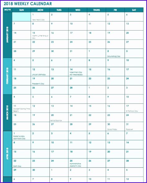 8 Excel Week Calendar Template Excel Templates