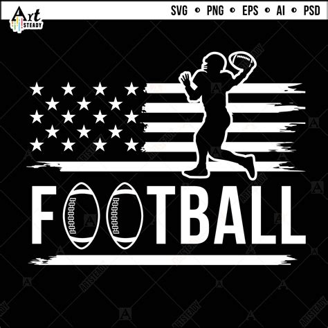 American Football Svg Files Us Flag Football Sports Svg Etsy