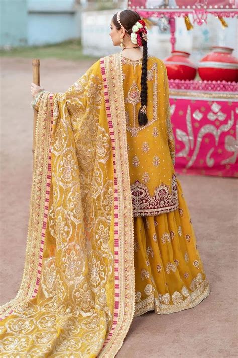 Pakistani Mehndi Sharara Wedding Dresses Embroidery Clothes Etsy Uk