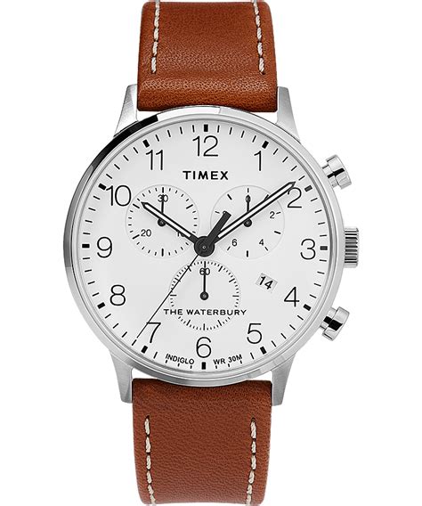 Waterbury Classic Chronograph With Timex Pay Mm Leather Strap Watch