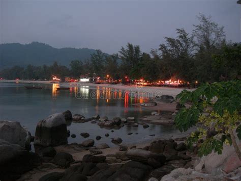 the lights at sairee beach on the island of koh tao thailand stock image image of dusk