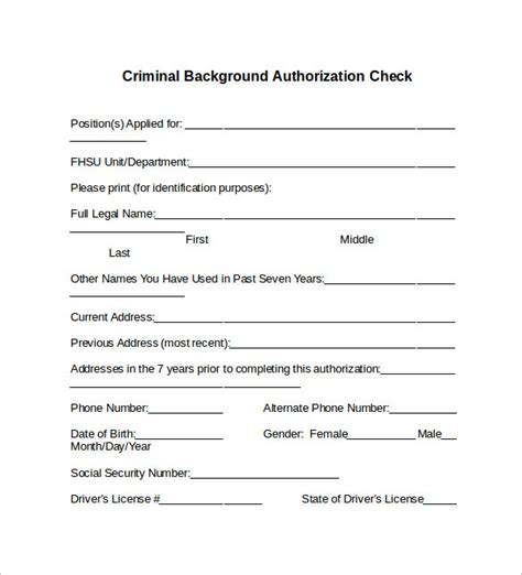 Free 7 Background Check Forms In Pdf Ms Word