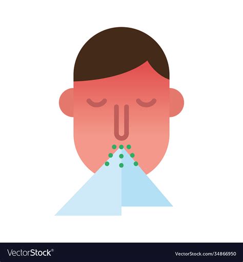 Person Sneezing Flat Style Icon Royalty Free Vector Image