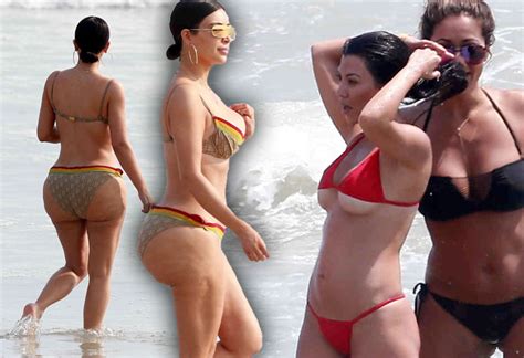 Pics Kim And Kourtney Kardashian Flash Butt Boobs