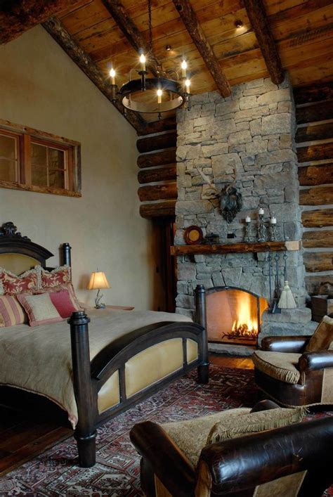 The most common rustic cabin bedroom material is wood. Beautiful rustic cabin bedroom #RusticCabinDecor | Log ...