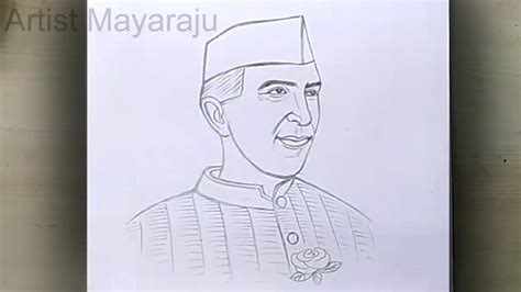 Jawaharlal Nehru Easy Drawing Step By Step Jawaharlal Nehru Outline