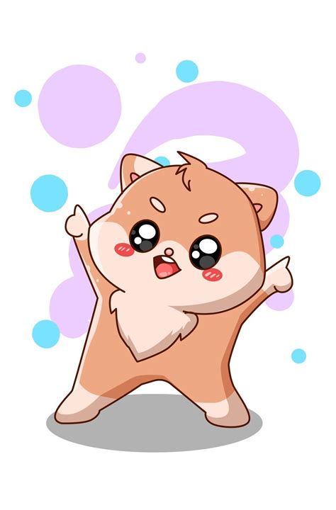 Cute And Happy Little Cat Cartoon Illustration 2155956 Vector Art At