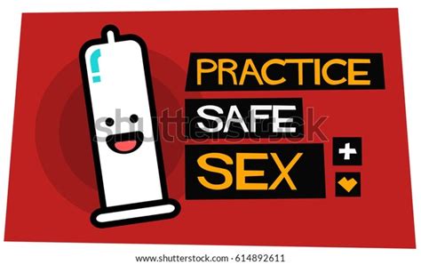 Practice Safe Sex Sexual Health Poster With Smiling Condom Illustration