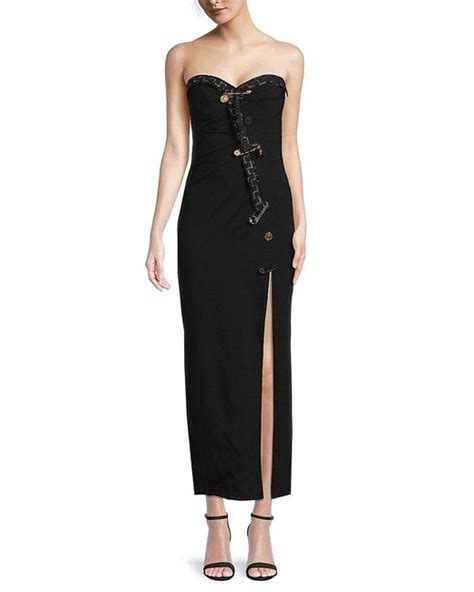 Versace Safety Pin Strapless Midi Dress In Black Lyst