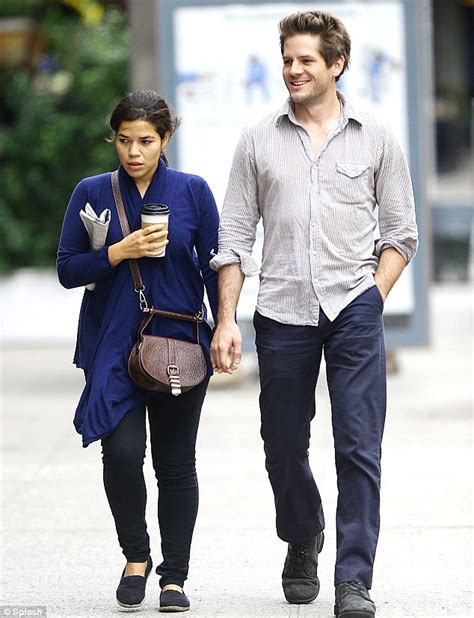 America Ferrera Seems To Regret Going Make Up Free But Cheery Husband Still Looks Impressed