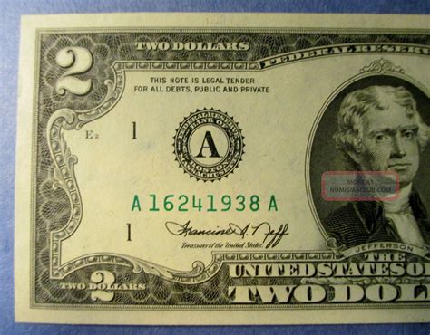 Two Dollar Bills In Sequence Uncirculated Total Of
