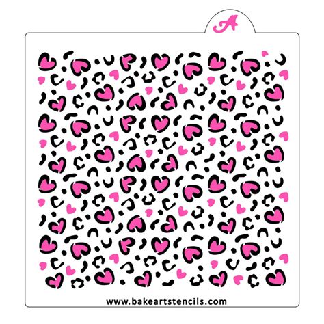 Cheetah Hearts Cookie Stencil Set Bakeartstencils