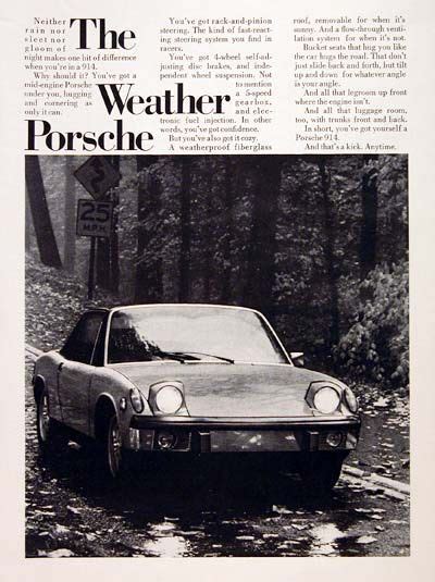 1973 Porsche 914 Original Vintage Advertisement With Mid Engine Design
