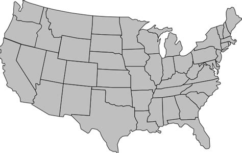 United States Of America Map Outline Gray Clip Art At