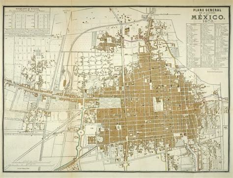 Plano General De La Ciudad De México 1875 Ancient Maps Historical