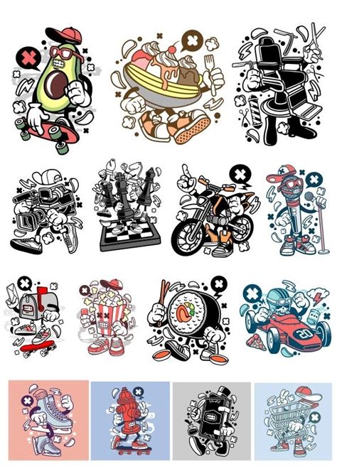 Stikers Set Free Vector Cdr Download Graffiti Illustration