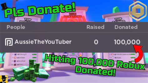 i have donated 100 000 robux pls donate youtube