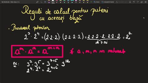 Reguli De Calcul Cu Puteri Clasa A 5 Ameditatii Matematica Online