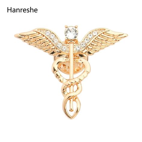 Hanreshe Gold Color Caduceus Pin Brooch Fashion Jewelry T For Doctor