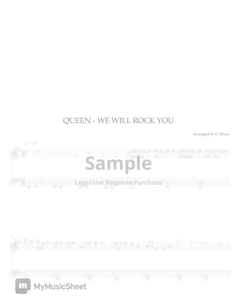 Queen We Will Rock You Easy Version Sheets By C Music