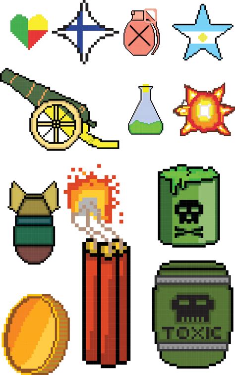 8 Bit Pixel Art Game Icon Set Ui Elements Pixel Set Game World And