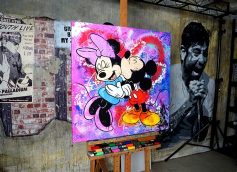 Peinture Pop Art Mickey And Minnie Oeuvre De Lartiste John Beckley