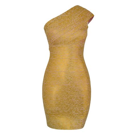 women s sexy metallic gold one shoulder bodycon bandage party dress n15628