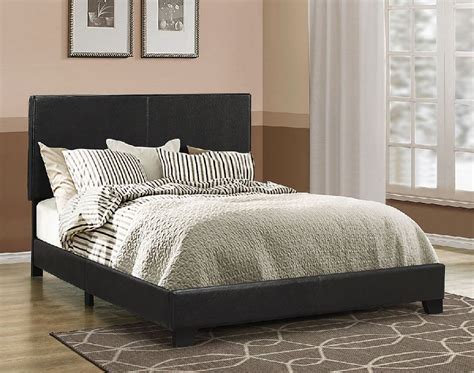 California King Black Leatherette Bed Frame Solid Rubberwood Legs