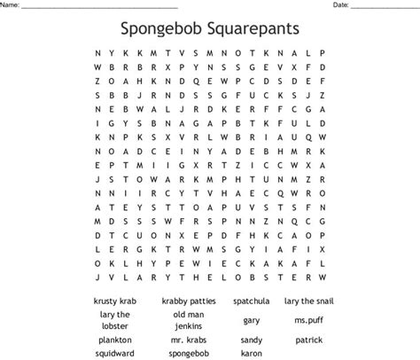 Spongebob Squarepants Word Search Wordmint Word Search Printable