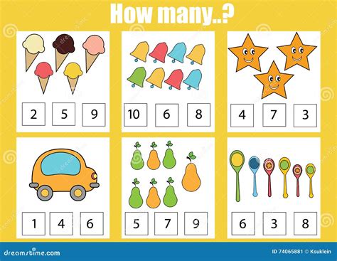 Counting Educational Children Game Kids Activity How Many Objects