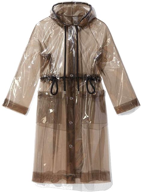 Women Girls Transparent Pvc Vinyl Raincoat Runway Style Waterproof Rain