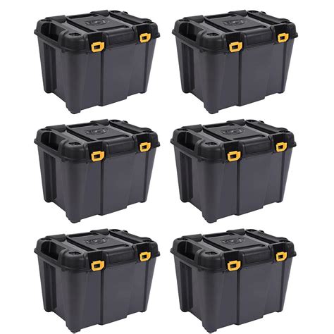 Heavy duty stackable storage this husky 5 gal. Bunker 42 Gal. Heavy-Duty Garage Storage Container Tub (4-Pack)-6 x FBA31732 - The Home Depot