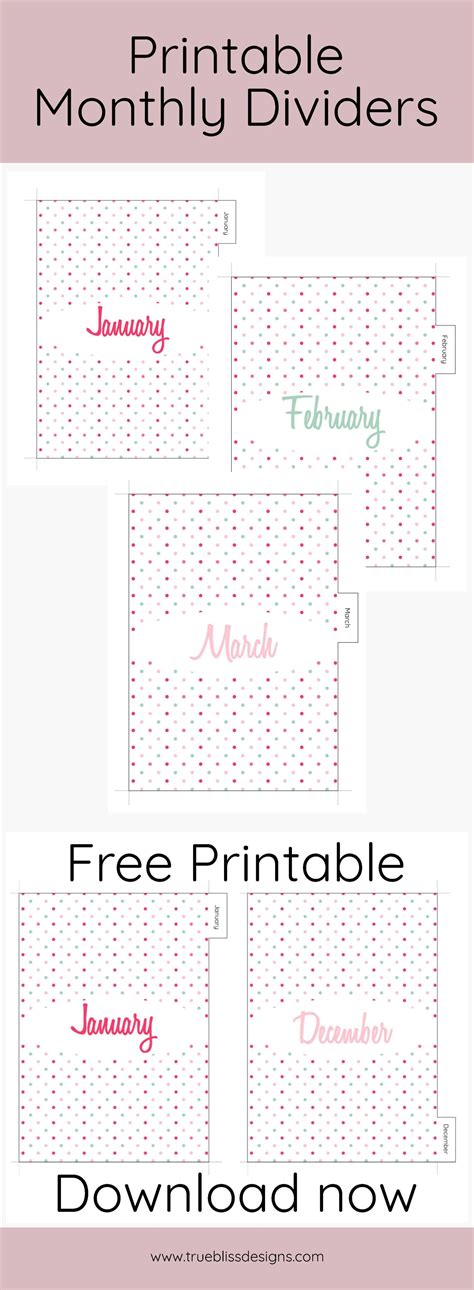 Download Your Free Printable Monthly Dividers With Tabs Now The