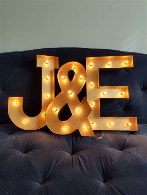 Gold Light Up Letter Lights Marquee Bulb Paper Mache Electric Sign 8