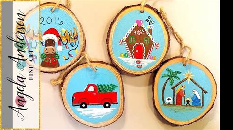 Wooden Christmas Ornaments Acrylic Painting Tutorial