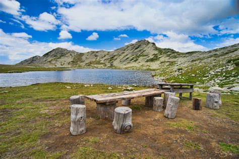 Tevno Lake At Pirin Mountain Stock Image Image Of Wood Table 73612225
