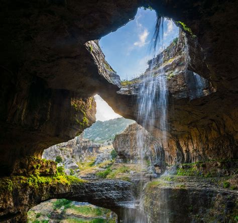 cave waterfall gorge lebanon erosion nature landscape wallpapers hd desktop and mobile