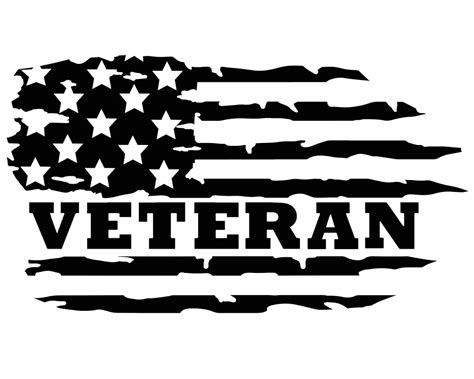Custom Vinyl Distressed American Flag Veteran Decal Style 2