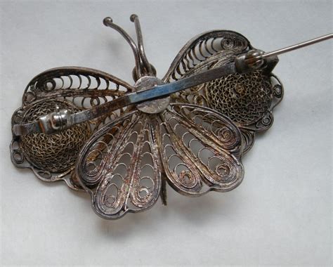 Vintage Silver Filigree Butterfly Brooch From Suzandentryantiques On