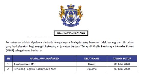 Klik butang di bawah untuk permohonan secara dalam talian. Permohonan Secara Online Jawatan Kosong di Majlis ...