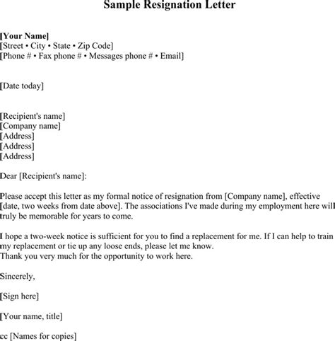 Resignation Letter Format India Without Notice Period Template Resume