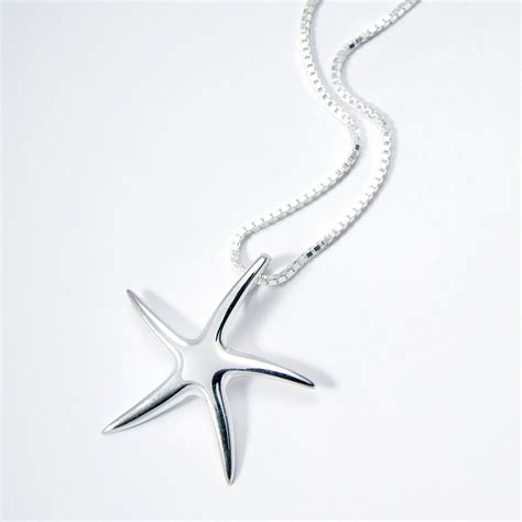 Wavecrest Starfish Necklace In Sterling Silver