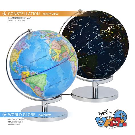 3 In 1 Illuminated World Globe With Stand Nightlight And Globe
