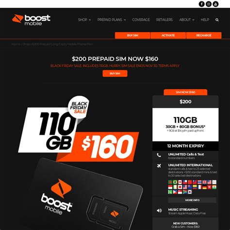 They could register themselves on the company website or could download the app which are available at the company website for. Boost Mobile $200 Prepaid 12 Month SIM with 110GB (30GB + 80GB Bonus) for $160 @ Boost Mobile ...